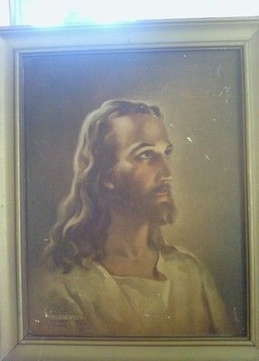 WARNER SALLMAN 1940 KRIEBEL & BATES JESUS CHRIST LITHOGRAPH WALL DECOR