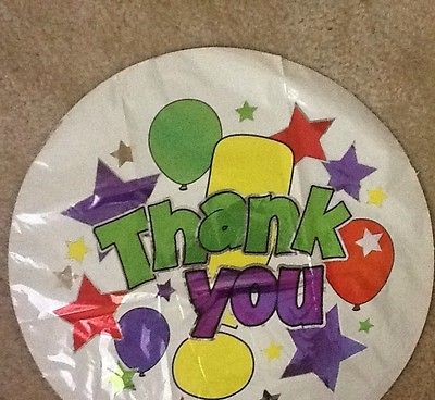 Six (6) 18 Round Mylar Balloons. Thank You Single Sided Ballons NEW