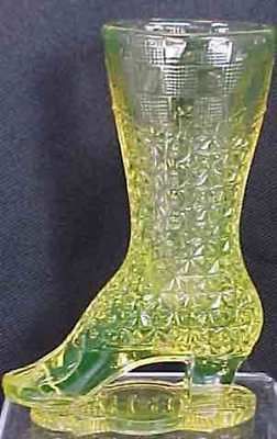 Findlay Glass Fine Cut Bouquet Boot Holder Vaseline OH