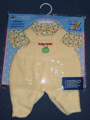 Yellow Fleece Overalls Set for 14   16 Dolls by Berchet of France