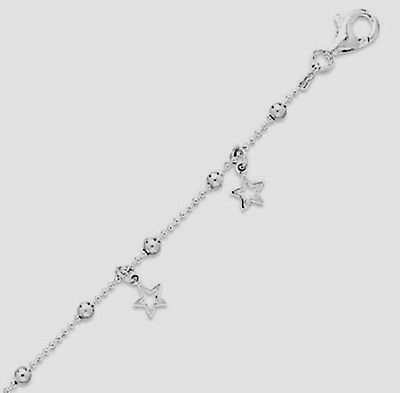 Silver Double Strand Bead Chain Anklet 9+1 Extension Ankle Bracelet