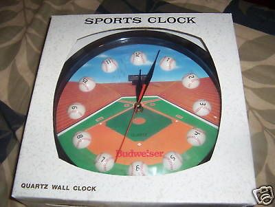 BUDWEISER BASEBALL CLOCK NEW