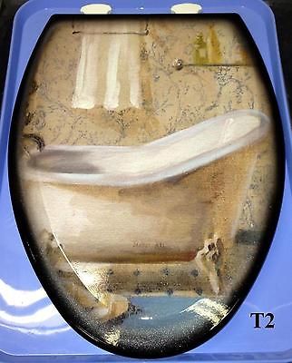 Vintage Design Clawfoot Tub Toilet Seat, Airbrushed Designer Bathroom