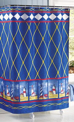 Nautical Bathroom Lighthouse Shower Curtain