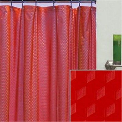 BRIGHT RED SPARKLE VINYL SHOWER CURTAIN + HOOKS ~ 70 x 72 ~ NEW