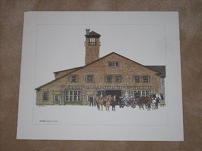 WALLINGFORD FIRE HOUSE 1915 Seattle Artist Pen & Ink Watercolor Print