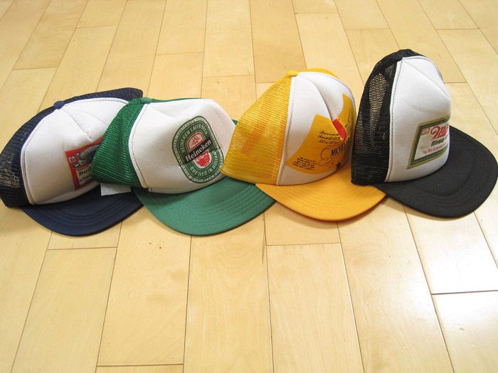 SNAP BACK LOT vintage 4 BEER HAT CAP budweiser MESH MILLER michelob