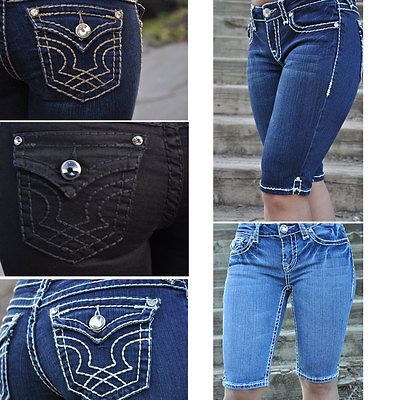 LA IDOL Bermuda jean Shorts (Bermuda) w/ Rhinestones FAST FREE