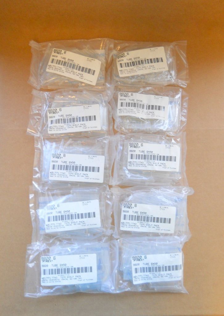 Pyrex Corning 9820 6 Rimless Test Tube 6 x 50 mm, Case of 10 72 Piece