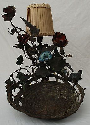 Rare Vienna bronze bird nest lamp marked Geschutzt probably Bergman