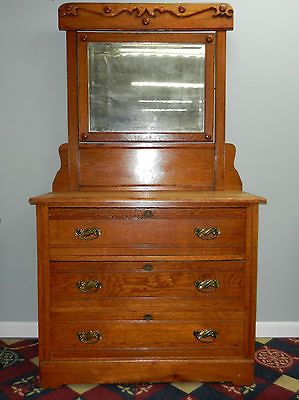 Late Victorian 3 Drawer Oak Dresser with Mirror