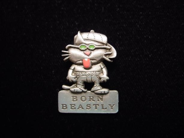 BENTON Silver Pewter Born Beastly Cat Tac Pin