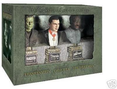 THE MONSTER LEGACY 14 DVD BOX + 3 Sideshow BUSTS FRANKENSTEIN