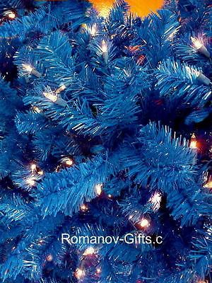 Sapphire BLUE Slim Alaska Christmas Tree 7 Foot Pre lit Clear Designer