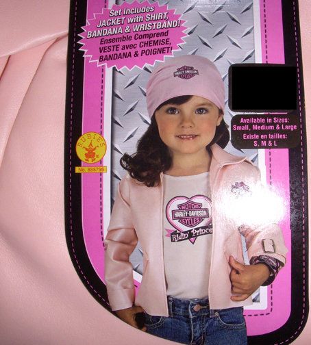 Harley Davidson Biker Girl Dress Up Set Costume Jacket Shirt Bandana