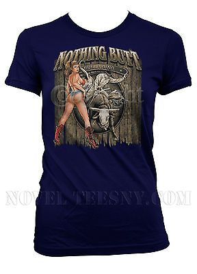 Nothing Butt   Bikini Rodeo Bull Riding Woman Sexy Pinup Humor Junior