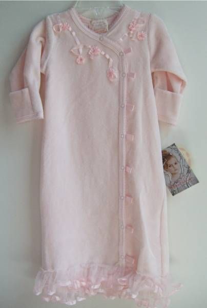 New Fall Line Baby Biscotti Pink Velvet Day Gown gorgeous  NB sz.