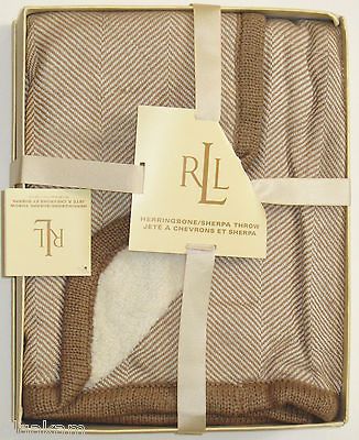 RALPH LAUREN HERRINGBONE/SH ERPA THROW BLANKET NEW AUTHENTIC