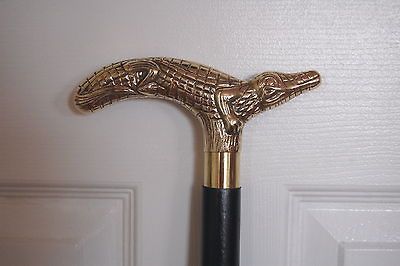 ALLIGATOR HANDLE CANE ~ 36 Walking Stick with Black Shaft ~ NEW