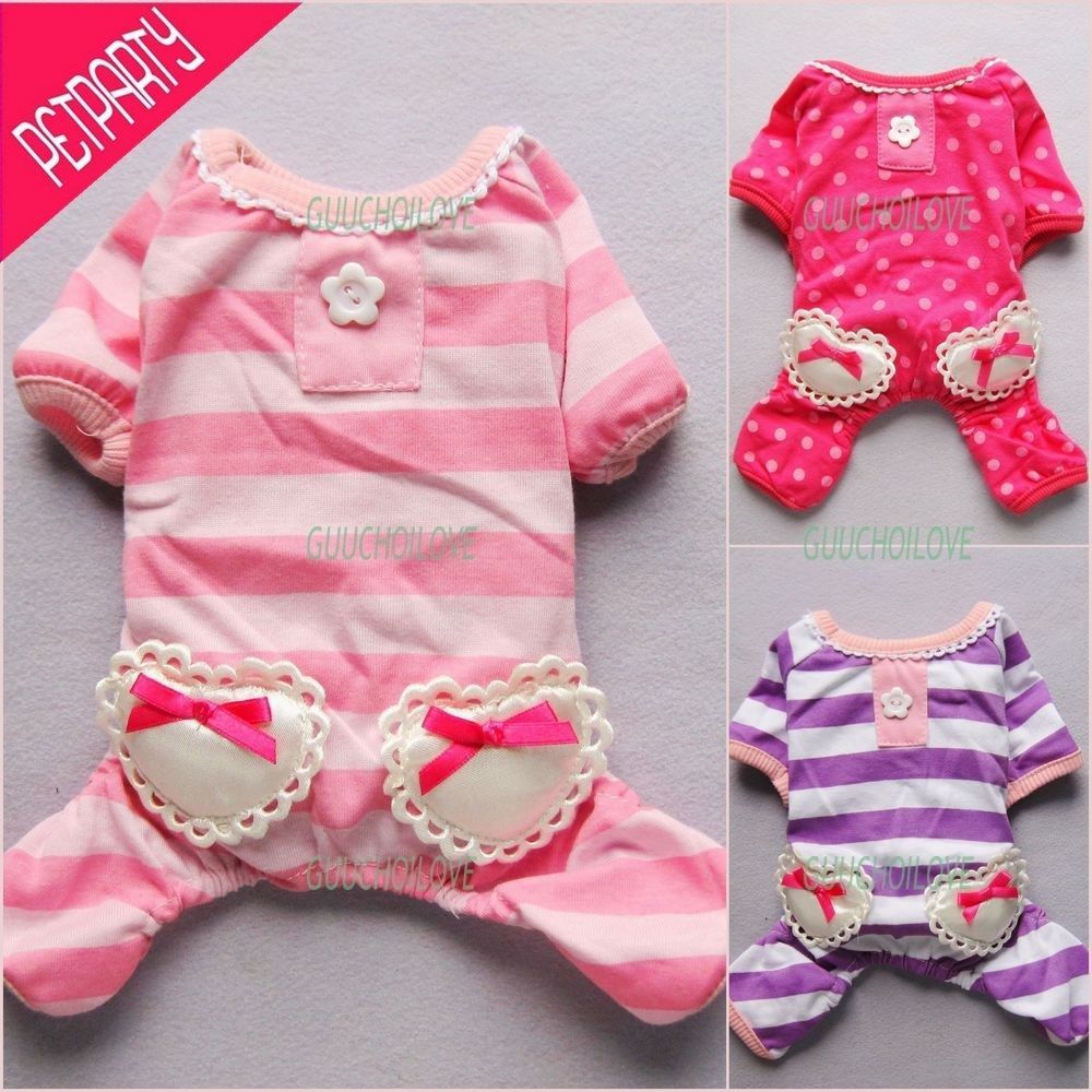 Sweet Heart Pajamas For Dog Clothes Pet Jumpsuit Princess Pants Free