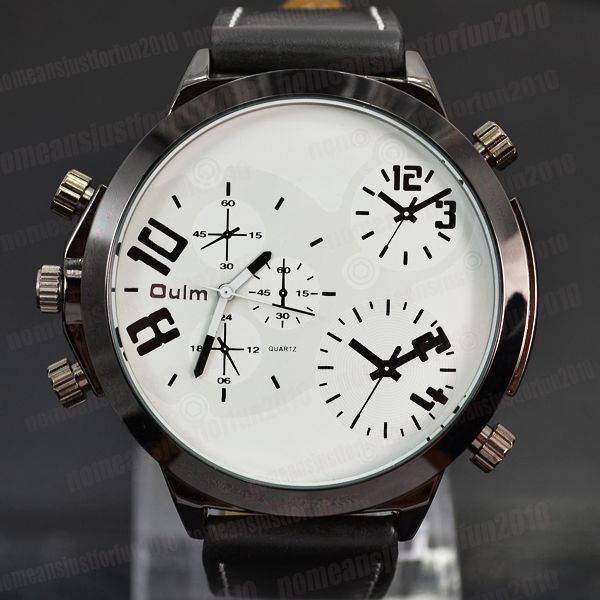 Oversized Face Teenager Qaurtz Men Boys Leather Wrist Male Watch