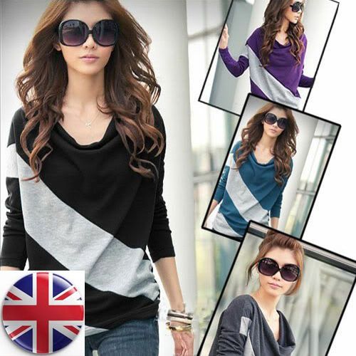 Lady Batwing Dolman Long Sleeve Casual Tops T Shirt Blouses UK8 16 RTS