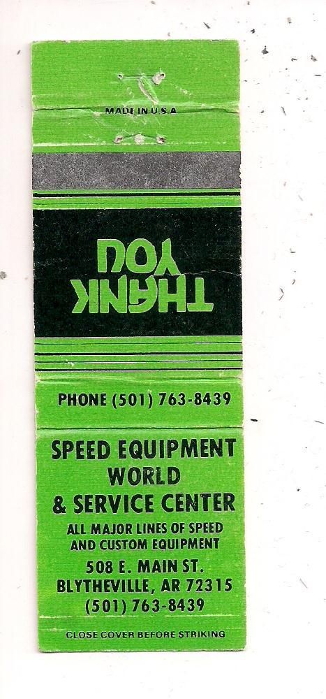 World & Service Center 508 E. Main St. Blytheville AR Matchbook