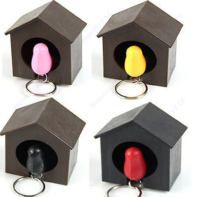 Bird Nest Sparrow House Key Chain Ring Chain Wall Hook Holders Plastic