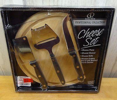 PROFESSIONAL COLLECTION ~ CHEESE SET ~Plane Cleaver Knife Board~NEW