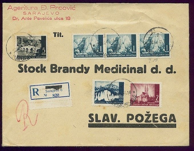 CROATIA (NDH) WWII   REGISTERED LETTER SENT FROM SARAJEVO 20. 12. 1941