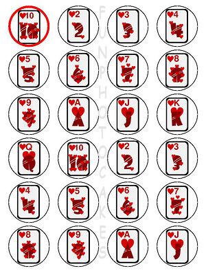 X24 POKER PLAYING CARD CUP CAKE BIRTHDAY TOPPERS EDIBLE RICE PAPER