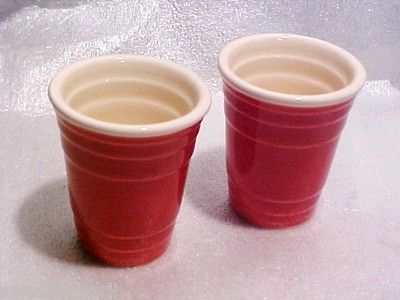 Fill Me Up Red Solo Cup 2 ounce Ceramic Shot Glasses Party Pack 2