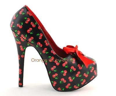 PINUP Burlesque Retro Rockabilly Cherry High Heels Shoe