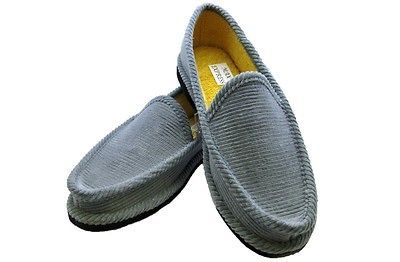 CORDUROY HOUSE SHOES HOUSE SLIPPER CLOSE BACK GRAY MEN & WOMEN INDOOR