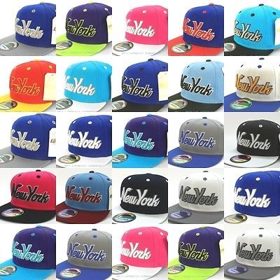 Back New York Contrast Baseball Flat Cap Hip Hop Hat Brim 46 54cm