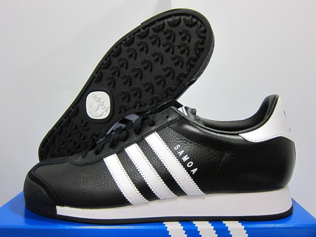 NEW MENS ADIDAS ORIGINALS SAMOA LEATHER [019351] BLACK WHITE