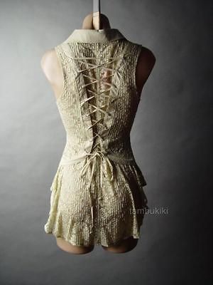 Sheer Lace Corset Back Victorian Steampunk Top 13 mv Blouse S M L