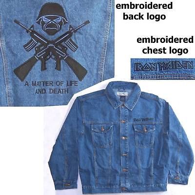 IRON MAIDEN LIFE & DEATH BLUE DENIM JACKET MEDIUM NEW RARE OFFICIAL