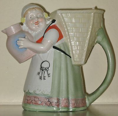 Rare Large Schafer & Vater Dutch Keys Girl Water Pitcher 2 Sizes Up