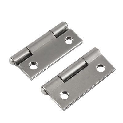 Silver Tone 2 Pcs Drawer Mini Cabinet Butt Hinge New