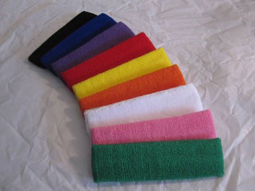 12 Sweatbands Terry Cloth Cotton Headbands,Spor ts/Yoga/Workou t