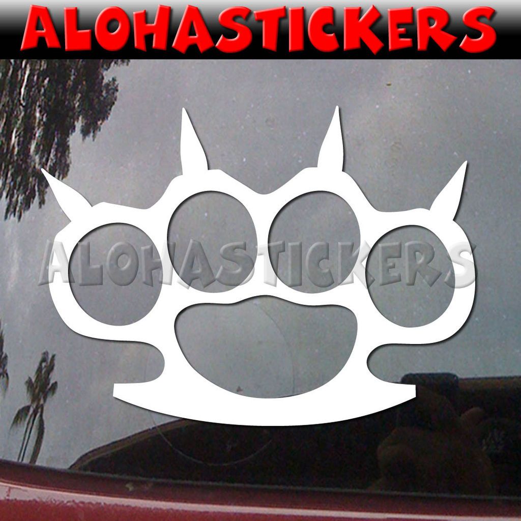 BRASS KNUCKLES Car Truck Boat Helmet Laptop Moped Vinyl Decal Window