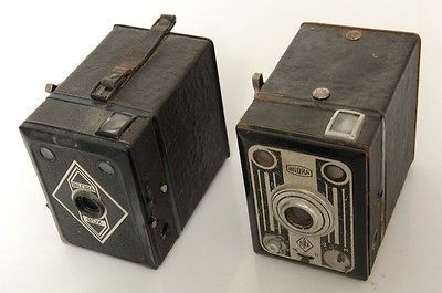 2X BILORA BOX STAHL & BLITZ BOX CAMERA. 6X9CM ON 120 ROLL FILM