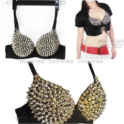 Punk Goth Metallic Spike Rivet Bra Bralet Costume Clubwear Gaga Style