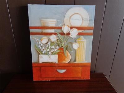 Hendrik (Henk) BOS Oil Painting Canvas STILL LIFE WITH DAFFODILS Art