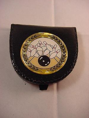 BOWLING BALL & PINS BLACK COIN HOLDER CHANGE PURSE NEW