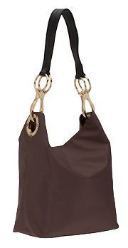 JPK PARIS 75 BUCKET BAG NYLON CHUNKY GOLD HARDWARE DARK ROAST  NWT