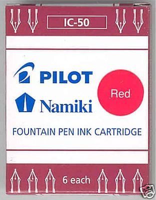 Namiki Pilot Fountain Pen Ink Cartridges 6 pk, Red