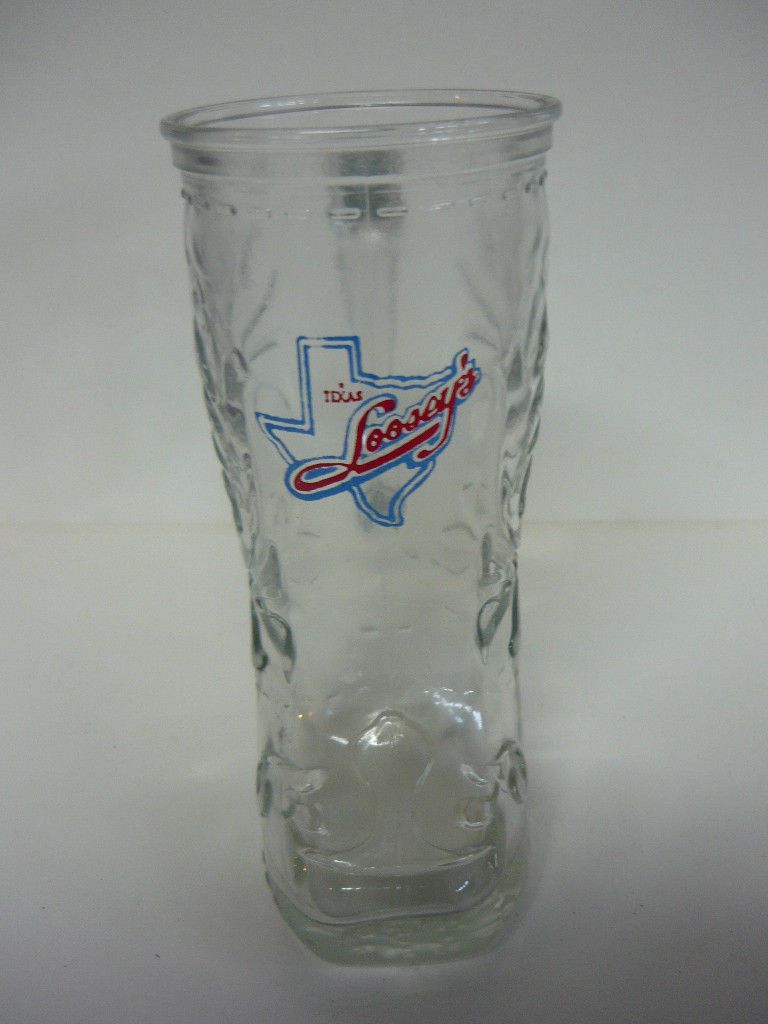 Vintage TEXAS LOOSEYS COWBOY BOOT DRINK GLASS BEER BAR RESTAURANT