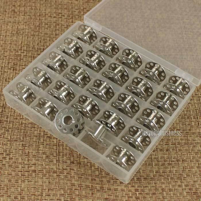 25Pcs Empty Metal Bobbins Spool Case Box for Brother Janome Singer